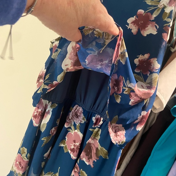 Altar'd State Navy Floral Halter Romper with Mauve Blooms - Picture 3 of 5